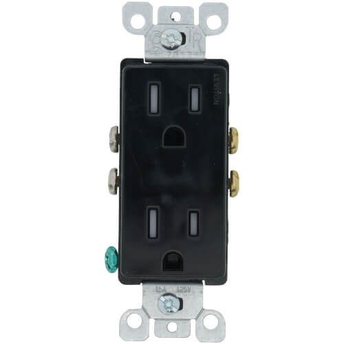 Main product image of Decora Tamper-Resistant Duplex Receptacle w/ Quickwire Push-In & Side Wire, 2P, 15A, NEMA 5-15R - Black (125V)