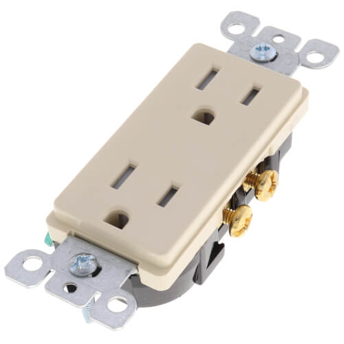 Main product image of Decora Tamper Resistant Duplex Receptacle w/ Quickwire & Self-Grounding, 15A - Ivory (125V)