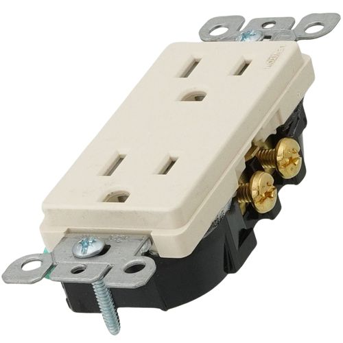 Main product image of Decora Tamper Resistant Duplex Receptacle w/ Quickwire & Self-Grounding, 15A - Light Almond (125V)