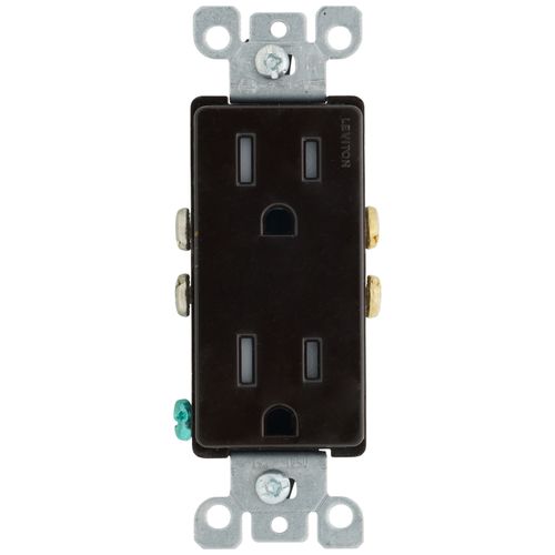 Main product image of Decora Tamper-Resistant Duplex Receptacle w/ Quickwire Push-In & Side Wire, 2P, 15A, NEMA 5-15R - Brown (125V)