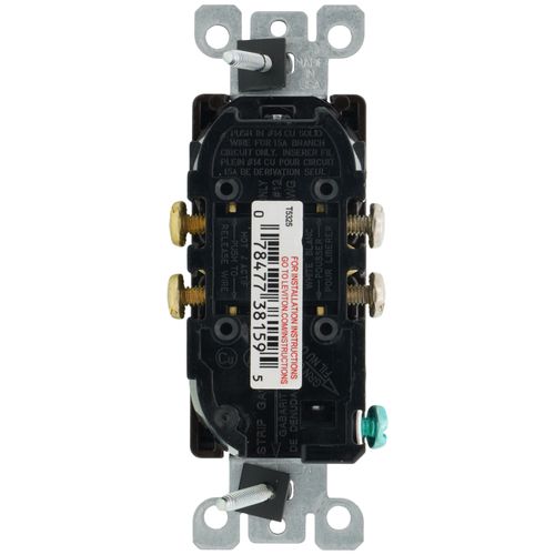 Main product image of Decora Tamper-Resistant Duplex Receptacle w/ Quickwire Push-In & Side Wire, 2P, 15A, NEMA 5-15R - Brown (125V)