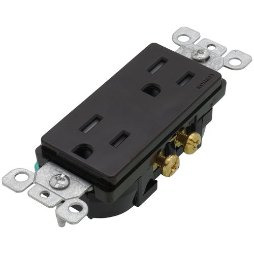 Main product image of Decora Tamper-Resistant Duplex Receptacle w/ Quickwire Push-In & Side Wire, 2P, 15A, NEMA 5-15R - Brown (125V)