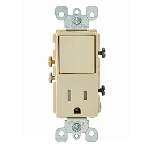 Leviton T5625-I Schalter/Buchse Kombination – Manipulationssicher, Decora Design, Elfenbein