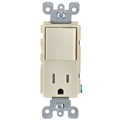 Main product image of Decora Combination Rocker Switch/Receptacle, NEMA 5-15R - Light Almond (15A, 120V, 1P)
