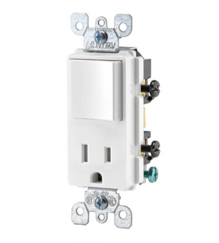 Main product image of Decora Combination Rocker Switch/Receptacle, NEMA 5-15R -White (15A, 120V, 1P)
