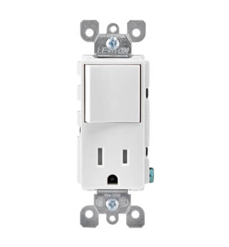 Main product image of Decora Combination Rocker Switch/Receptacle, NEMA 5-15R -White (15A, 120V, 1P)