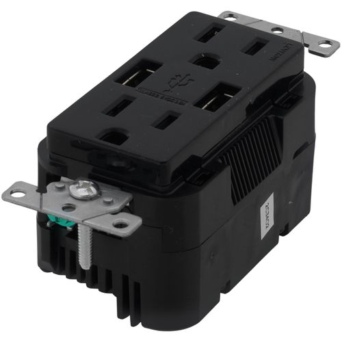 Main product image of Decora Tamper-Resistant Combination Duplex Receptacle w/ USB Chargers, 15A, NEMA 5-15R - Black (125V)