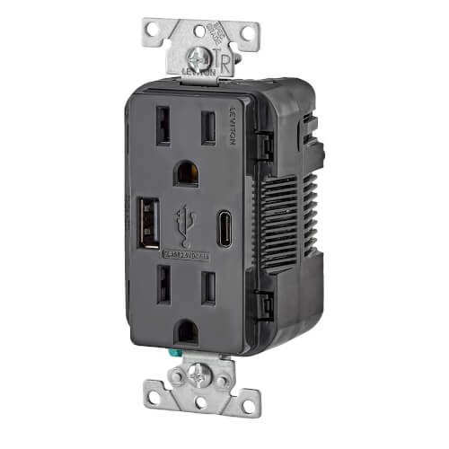 T5633E Leviton T5633E Decora Tamper Resistant Duplex Receptacle