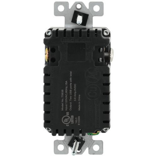 Main product image of 15A Decora Tamper-Resistant Duplex Receptacle w/ 18W USB Dual Type A/C Wall Outlet Charger - White