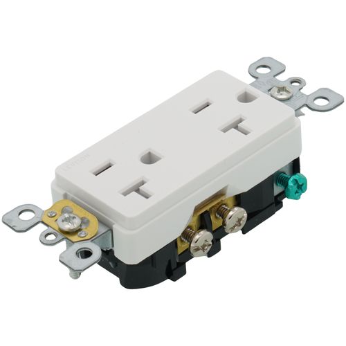 Main product image of Decora Tamper Resistant Duplex Receptacle Outlet, NEMA 5-20R, Ultrasonically Welded - White (20A, 125V)