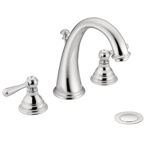 Main product image of Kingsley Chrome 2 Handle High Arc Bathroom Faucet w/ M-pact Widespread Valve & Drain Assembly, T6125-9000-L
