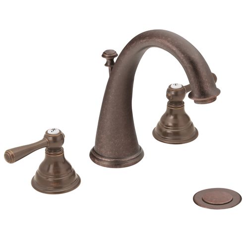 Main product image of Kingsley Oil Rubbed Bronze 2 Lever Handle High-arc Bathroom Faucet w/ M-pact Valve, KLKI-D-T6125ORB