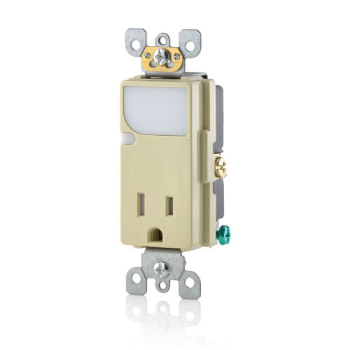 Main product image of Decora Combination Tamper Resistant Single Receptacle Outlet w/ LED Guide Light - Ivory (15A, 125V)