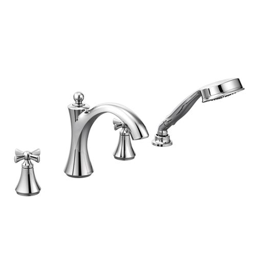 Main product image of Wynford Chrome 2 Handle Diverter Roman Tub Faucet w/ Handheld Shower, T658