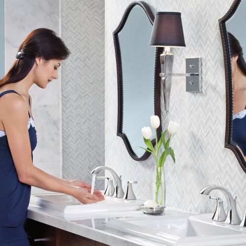 Main product image of Voss Chrome 2 Handle High Arc Bathroom Faucet w/ M-pact Valve And Drain, T6905-9000-L