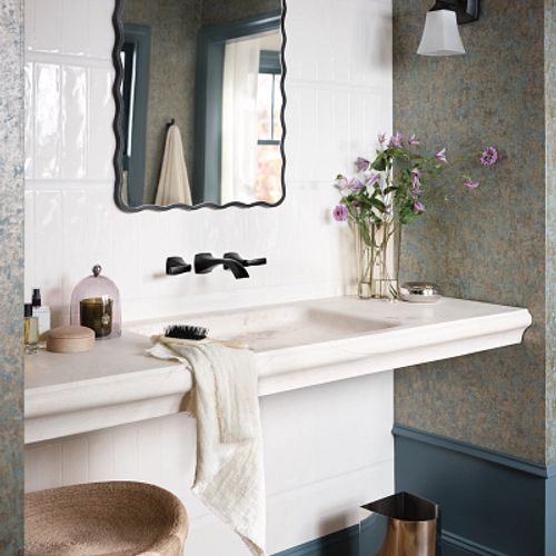 Main product image of Voss 2 Handle Wall Mount Bathroom Faucet (Matte Black), T6906BL