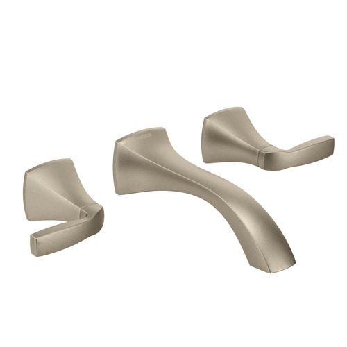 Main product image of Voss Brushed Nickel 2 Handle Wall Mount Bathroom Faucet w/ M-pact Wall Mount Valve And Drain, T6906BN-9700-L