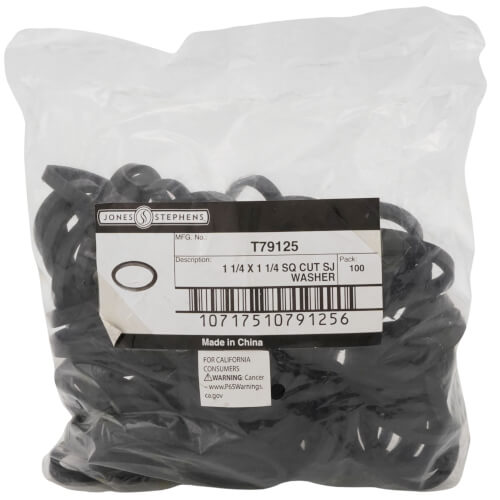 Main product image of 1-1/4" x 1-1/4" Rubber Square Cut Slip Joint Washer (Box of 100)