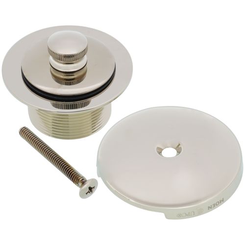 Main product image of Polished Nickel Push-n-lock Tub Drain Kit With 1-1/2" Threads, T90331NL