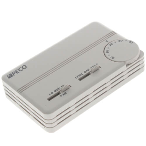 Main product image of 3 Speed Fan Coil Cool/Heat/Off Programmable Thermostat w/ Terminal Block & 2 Covers (White)