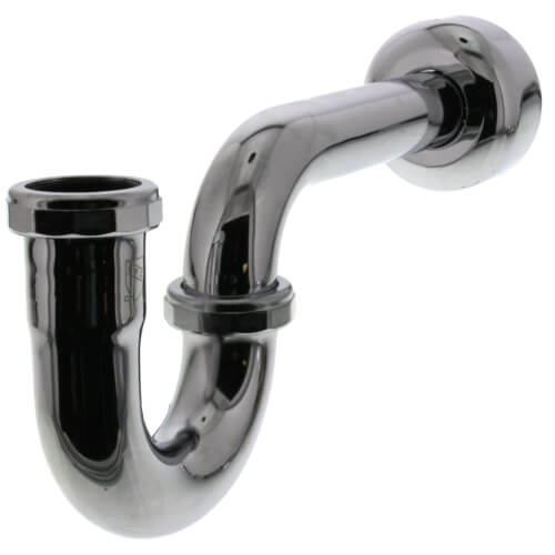 1-1/4" Chrome Plated Brass P-Trap 17 GA w/ Box Escutcheon (Less Cleanout)