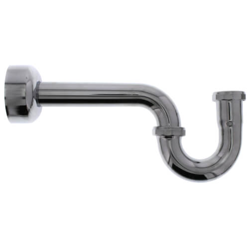 1-1/4" Chrome Plated Brass P-Trap 17 GA w/ Box Escutcheon (Less Cleanout)