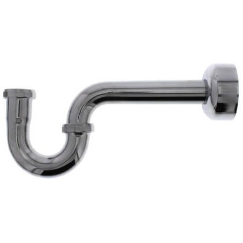 1-1/4" Chrome Plated Brass P-Trap 17 GA w/ Box Escutcheon (Less Cleanout)