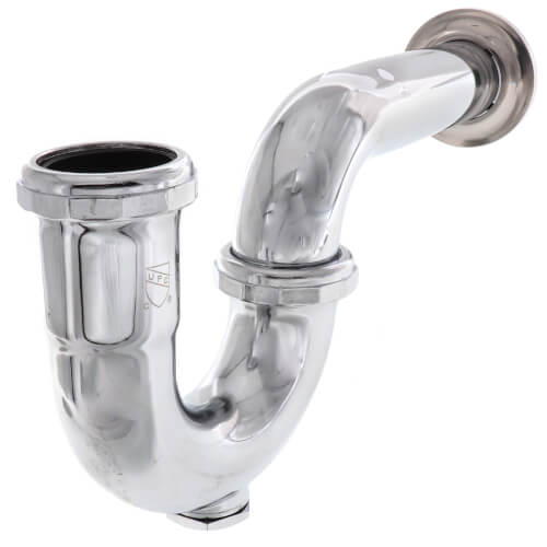 1-1/2" Chrome Plated Brass P-Trap, 17 GA with Cleanout