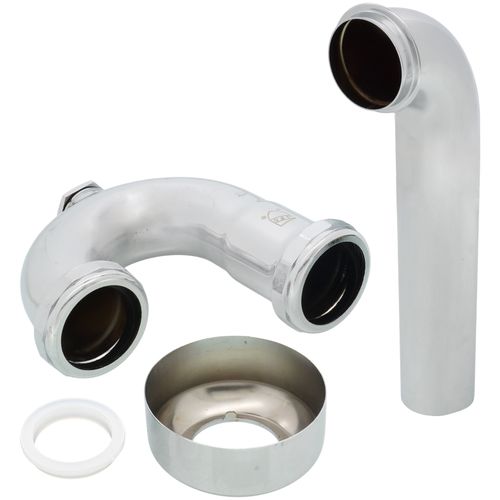 Main product image of 1-1/2" Chrome Plated Brass P-Trap w/ Box Escutcheon, 20 GA with Cleanout