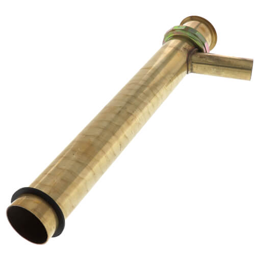 Main product image of 1-1/2" x 12", 17 Gauge, Brass Dishwasher Tailpiece with 3/4" Branch (Rough Brass)