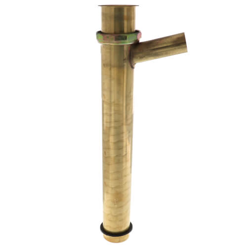 Main product image of 1-1/2" x 12", 17 Gauge, Brass Dishwasher Tailpiece with 3/4" Branch (Rough Brass)