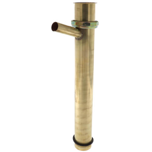 1-1/2" x 12", 20 Gauge, Brass Dishwasher Tailpiece with 1/2" Branch (Rough Brass)