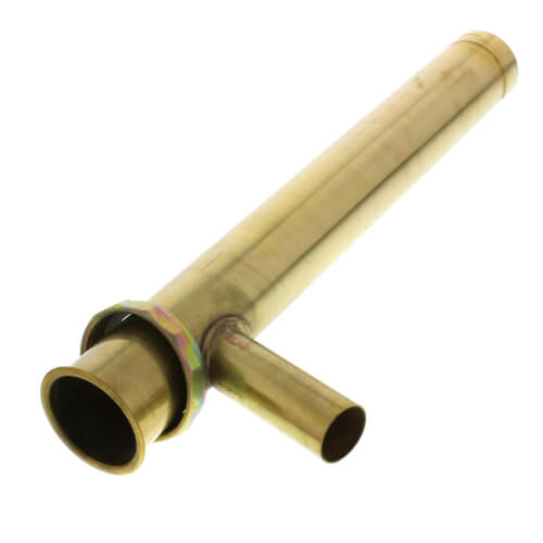 Main product image of 1-1/2" x 12", 20 Gauge, Brass Dishwasher Tailpiece with 3/4" Branch (Rough Brass)