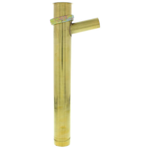Main product image of 1-1/2" x 12", 20 Gauge, Brass Dishwasher Tailpiece with 3/4" Branch (Rough Brass)