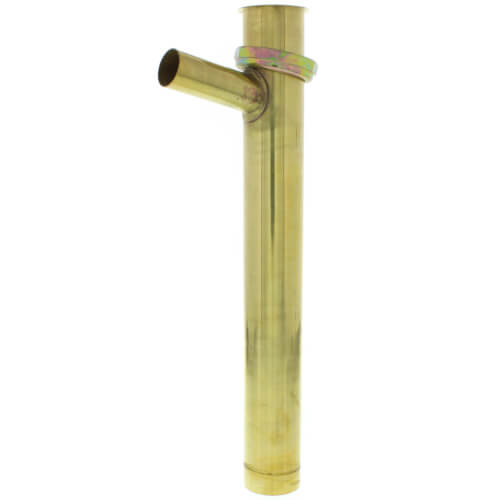 Main product image of 1-1/2" x 12", 20 Gauge, Brass Dishwasher Tailpiece with 3/4" Branch (Rough Brass)