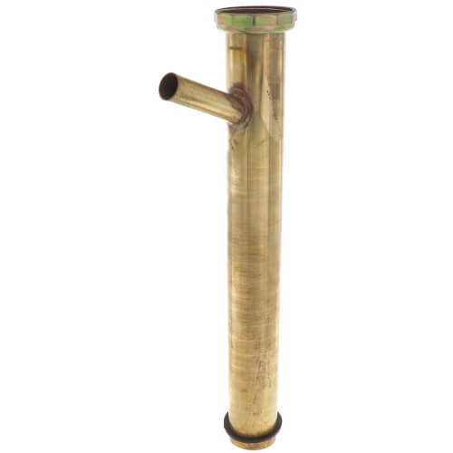 Main product image of 1-1/2" x 12" Rough Brass Dishwasher Tailpiece with 1/2" Branch, 22 Gauge