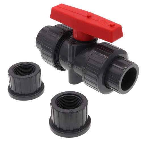 Main product image of 3/4" PVC TBB Series True Union Ball Valve w/ Socket and Threaded Ends, EPDM O-Ring (Gray)
