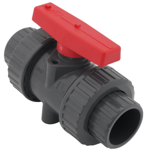 Main product image of 1-1/4" PVC TBB Series True Union Ball Valve w/ Socket and Threaded Ends, EPDM O-Ring (Gray)
