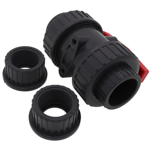 Main product image of 1-1/2" PVC TBB Series True Union Ball Valve w/ Socket and Threaded Ends, EPDM O-Ring (Gray)