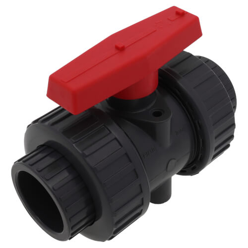 Main product image of 1-1/2" PVC TBB Series True Union Ball Valve w/ Socket and Threaded Ends, EPDM O-Ring (Gray)