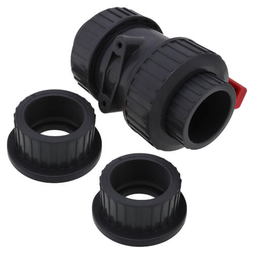 Main product image of 2" PVC TBB Series True Union Ball Valve w/ Socket and Threaded Ends, EPDM O-Ring (Gray)