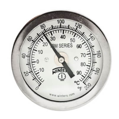 Main product image of 2" TBM Bi-Metal Pocket Thermometer w/ 2.5" Stem (0-Degree (F) to 250-Degree (F) & -20-Degree (C) to 120-Deree (C))