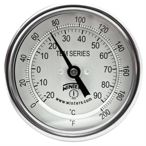 Main product image of 3" TBM Bi-Metal Pocket Thermometer w/ 4" Stem (0-Degree (F) to 200-Degree (F) & -20-Degree (C) to 90-Degree (C))