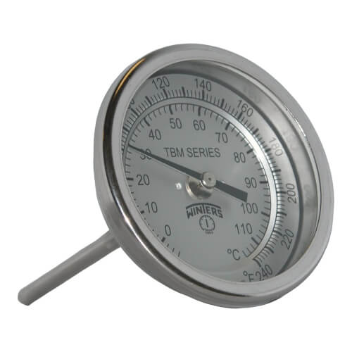 Main product image of 3" TBM Bi-Metal Pocket Thermometer w/ 4" Stem (20-Degree (F) to 240-Degree (F) & -5-Degree (C) to 115-Degree (C))