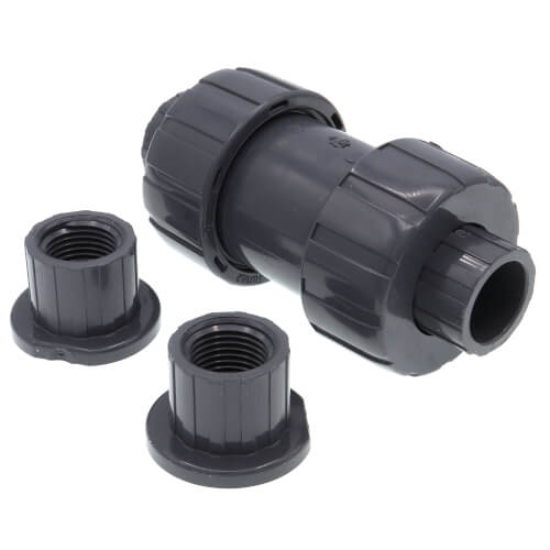 Main product image of 1/2" PVC TC Series True Union Ball Check Valve w/ EPDM O-Ring - Gray (Socket x Threaded)