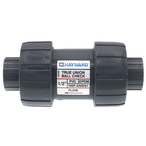 Main product image of 1/2" PVC TC Series True Union Ball Check Valve w/ EPDM O-Ring - Gray (Socket x Threaded)