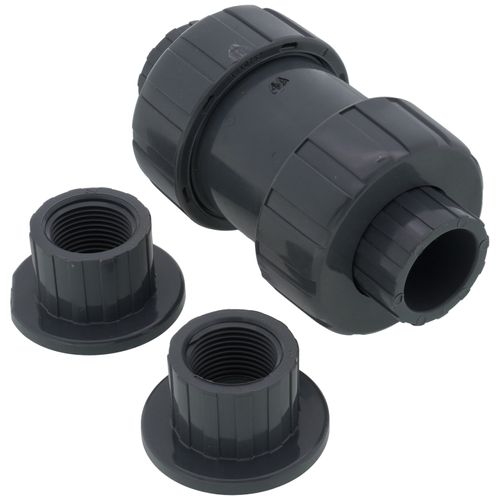 Main product image of 3/4" PVC TC Series True Union Ball Check Valve w/ EPDM O-Ring - Gray (Socket x Threaded)