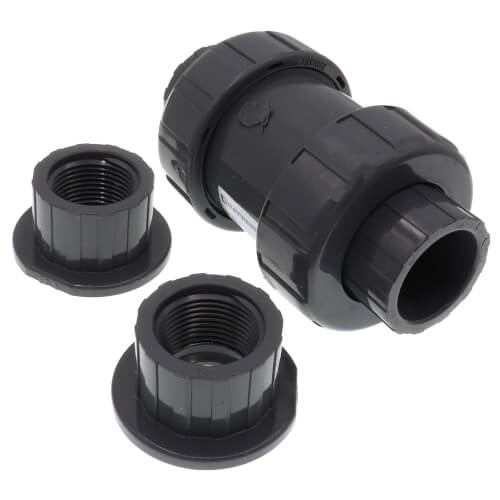 Main product image of 1" PVC TC Series True Union Ball Check Valve w/ EPDM O-Ring - Gray (Socket x Threaded)