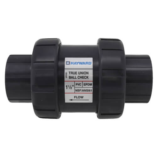 Main product image of 1-1/2" PVC TC Series True Union Ball Check Valve w/ EPDM O-Ring - Gray (Socket x Threaded)