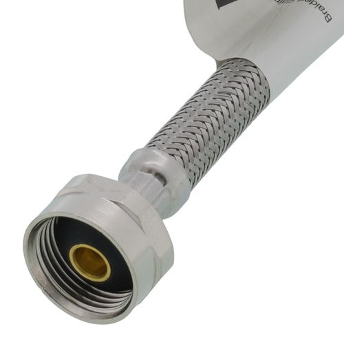 Main product image of 12" Braided Stainless Steel Hose Toilet Connector w/ Metal Nut (3/8" Compression x 7/8" Ballcock)